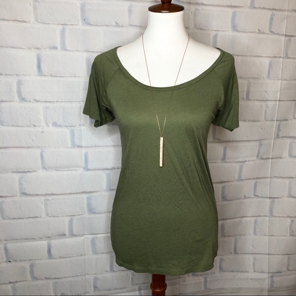 J. C R E W : Olive Green “Fine Spun” Stretch Tee - image 1